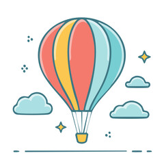 Fototapeta premium Colorful hot air balloon in flat design style
