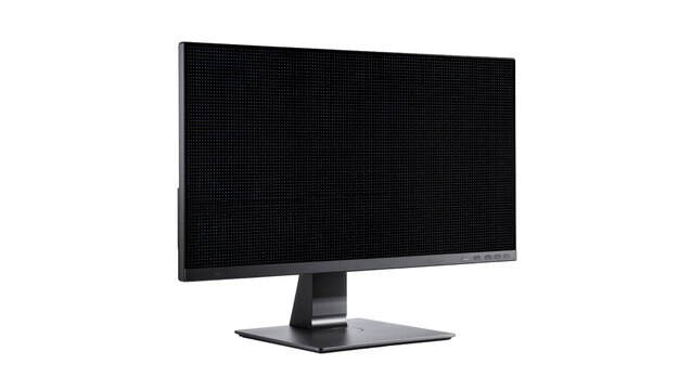 Modern flat screen computer monitor with pixelated display, isolated on transparent background