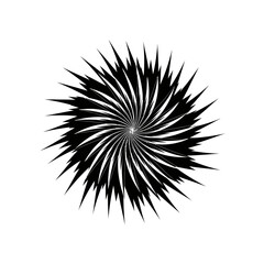 Obraz premium Spiky black radial spiral burst pattern on white background