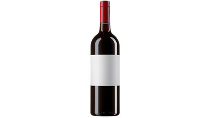 Dark red wine bottle with blank white label and red cap © Niklas