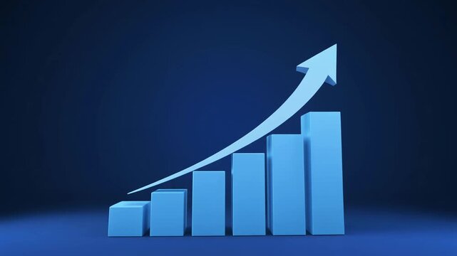 Bar graph growth animation measures light blue three dimensional charts. Rising bar graph growth animation tracks company profit curves. Minimal bar graph growth animation reports info.