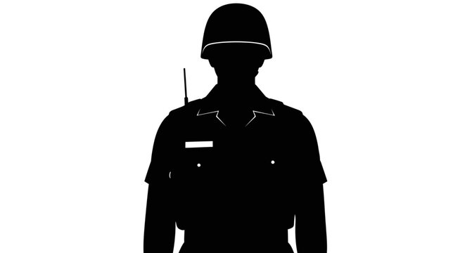 Military soldier silhouette wearing a helmet and uniform