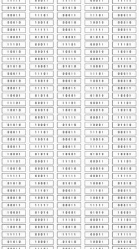 Columns of changing black binary code on a white screen, computer language. Encryption, digital code, big data, blockchain, firewall, data privacy, computer technology.