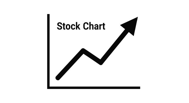 Stock chart with upward trend black line on white background
