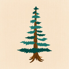 Naklejka premium Conifer tree clipart, aesthetic nature cartoon illustration