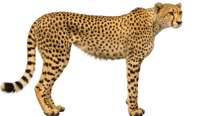 Cheetah standing profile view with spotted fur and long tail © Lena