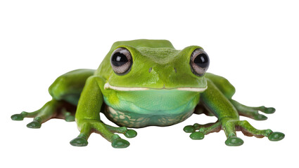 Fototapeta premium Green tree frog with large eyes on white