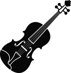 Fototapeta premium Violin silhouette vector illustration on transparent background