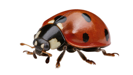 Seven-spot ladybug with black spots on red shell © Lena