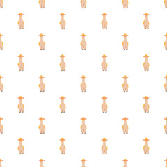 Fototapeta premium Seamless pattern with cute cartoon llamas wearing yellow sombreros on a white background