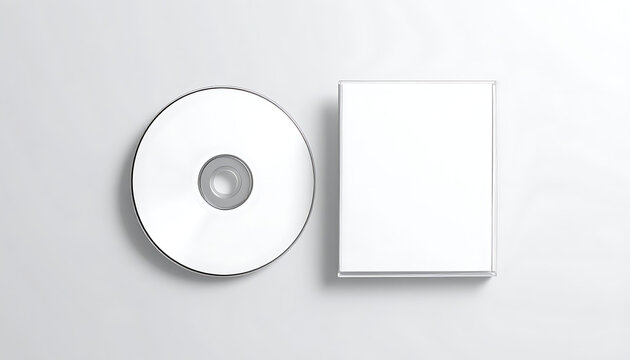 Blank optical disc and square jewel case mockup for branding, media distribution, software packaging, digital storage