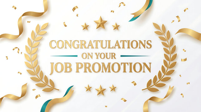 Floating Ribbons Backdrop Congratulations on Your Job Promotion Vector Banner