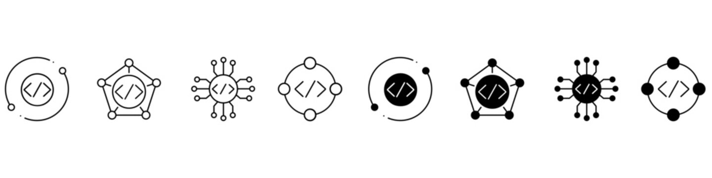 Website layout icon vector set. Web page development illustration sign collection. Frontend coding symbol. Responsive design logo or mark.