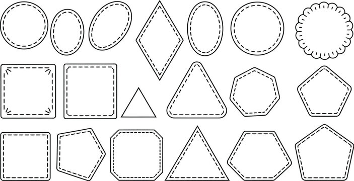 Leather patch label vector outline template featuring frame shapes for branding, badge creation, and rustic emblem design elements.