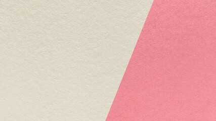 Fototapeta premium Light beige texture background with pastel pink diagonal angled split and copy space for template, banner, presentation