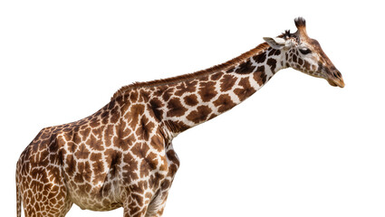 Brown and white spotted giraffe neck and head, isolated on transparent background © Corotaev