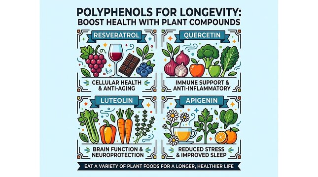 Healthy polyphenols for longevity and plant based nutrition