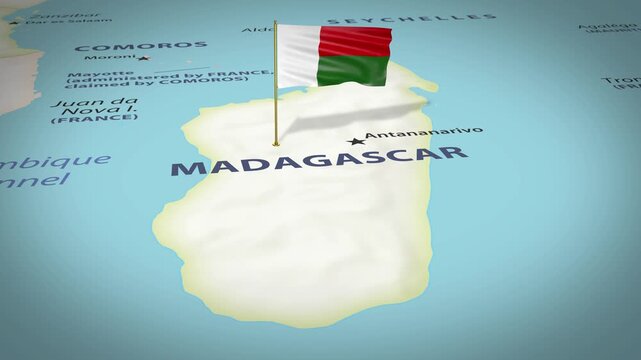 Madagascar Map Flag 4K Loop
