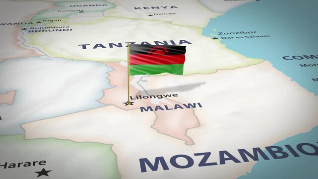 Malawi Map Flag 4K Loop