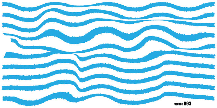 Abstract blue wavy lines texture background vector illustration with rough edges.eps