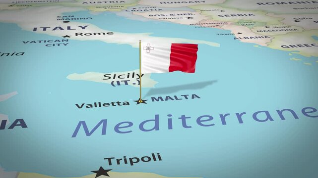 Malta Map Flag 4K Loop