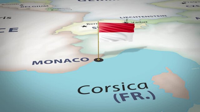 Monaco Map Flag 4K Loop