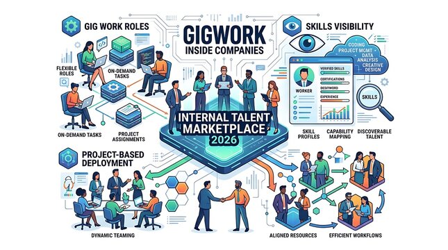 Internal talent marketplace and gig economy concept for business