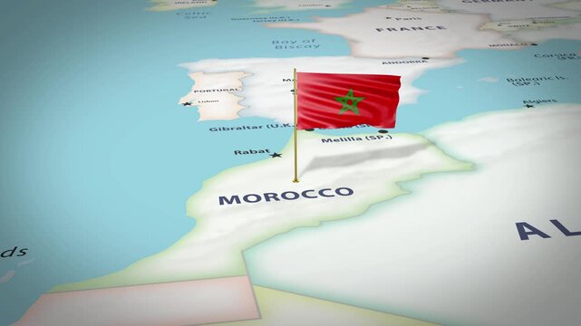 Morocco Map Flag 4K Loop
