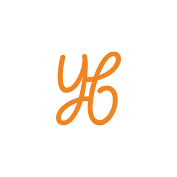 letter yb simple thread wire linked logo vector