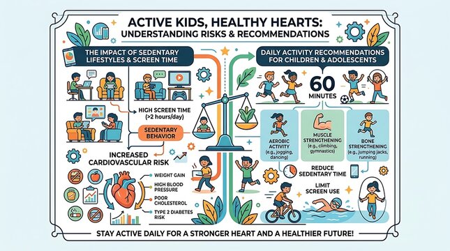Educational infographic on children physical activity and heart health