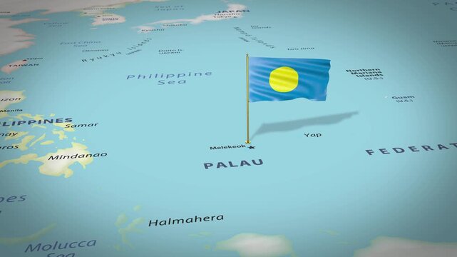Palau Map Flag 4K Loop