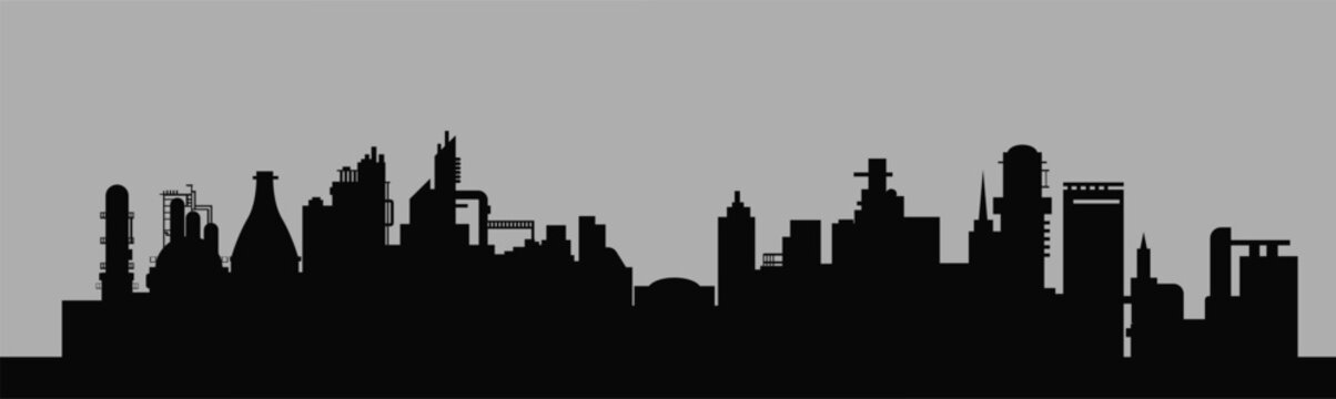 Industrial Factory Skyline Silhouette Illustration, vector design
