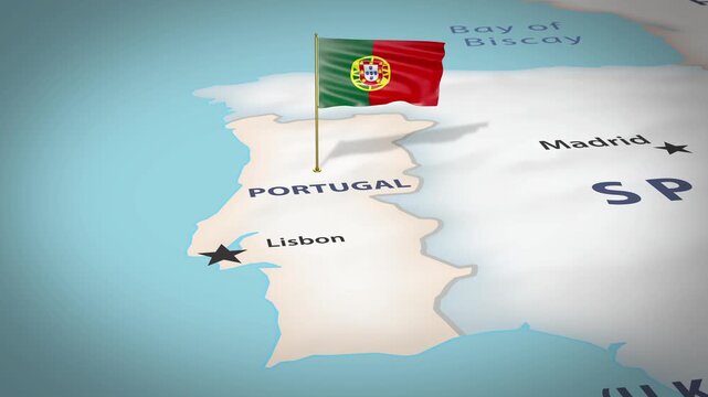 Portugal Map Flag 4K Loop