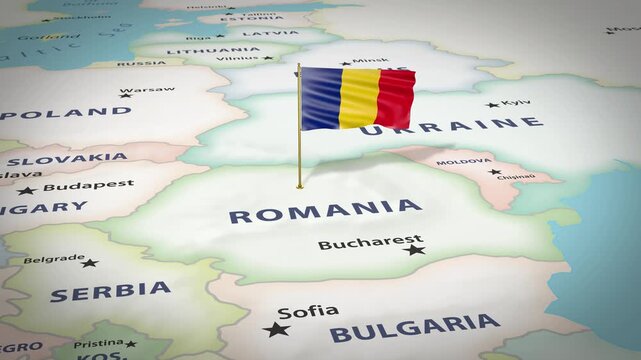 Romania Map Flag 4K Loop