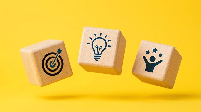 Visual representation of setting goals, sparking ideas, and achieving success in business development