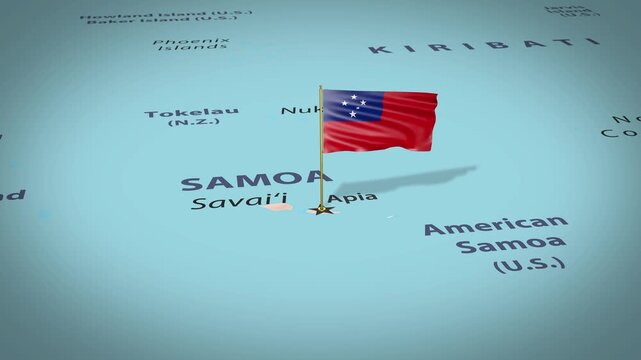 Samoa Map Flag 4K Loop