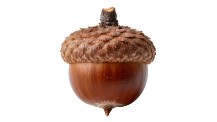 Single brown acorn with textured cap and stem © Johanna