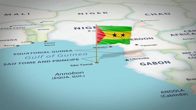 Sao Tome and Principe Map Flag 4K Loop