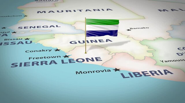 Sierra Leone Map Flag 4K Loop