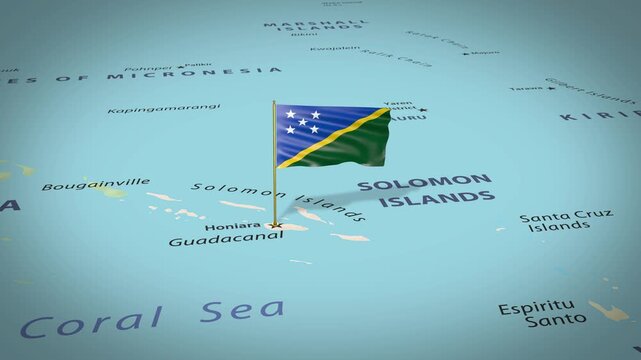Solomon Islands Map Flag 4K Loop