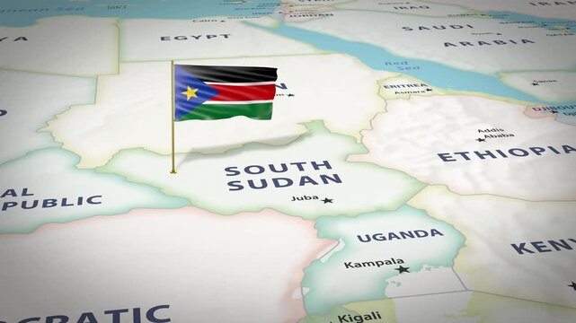 South Sudan Map Flag 4K Loop