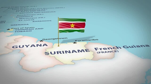 Suriname Map Flag 4K Loop