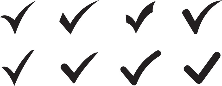 Black check list validation status symbols collection design,