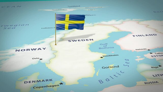 Sweden Map Flag 4K Loop