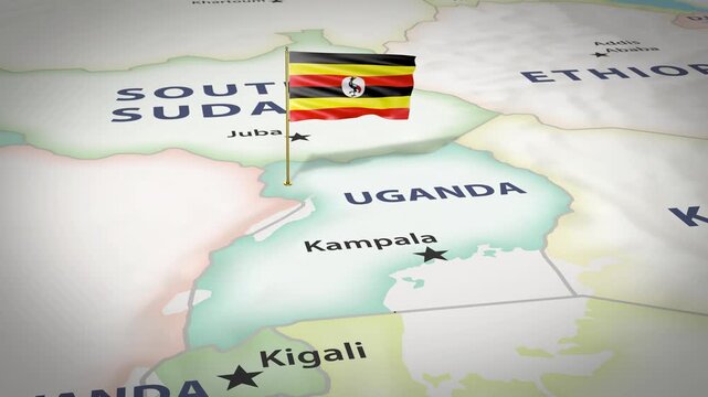Uganda Map Flag 4K Loop