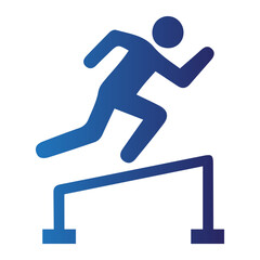 Fototapeta premium Blue Gradient Icon of an Athlete Jumping Over a Hurdle for Sports Events
