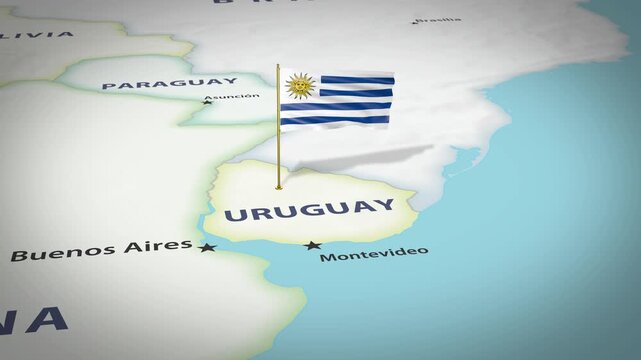 Uruguay Map Flag 4K Loop