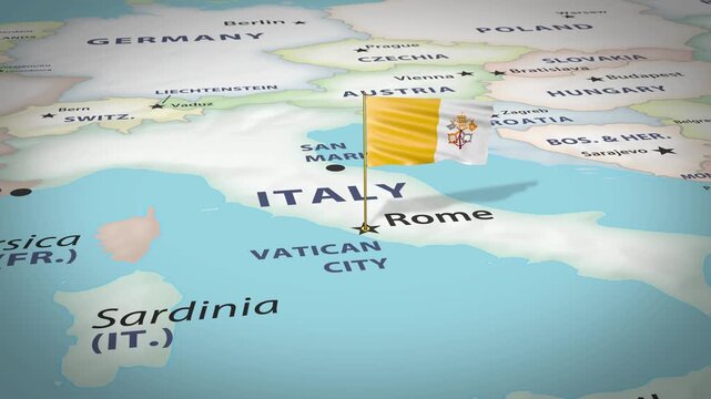 Vatican City Map Flag 4K Loop