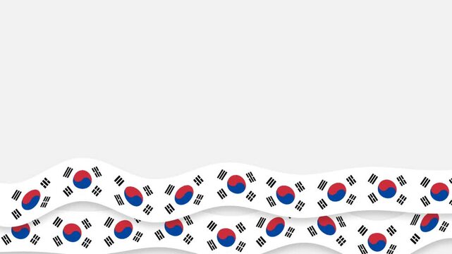 Waving South Korean Flags Background for Remembrance Memorial and Military Appreciation.