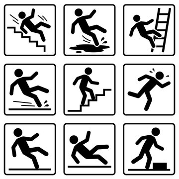 Slip, Trip, and Fall Safety Icon Set